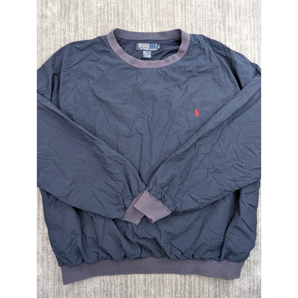 VTG Polo Ralph Lauren Golf Pullover Windbreaker Navy Blue Pony Y2K XL
